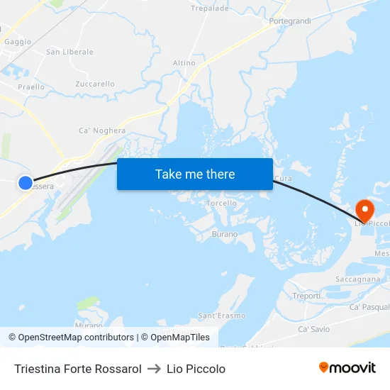 Triestina Forte Rossarol to Lio Piccolo map