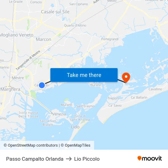 Passo Campalto Orlanda to Lio Piccolo map