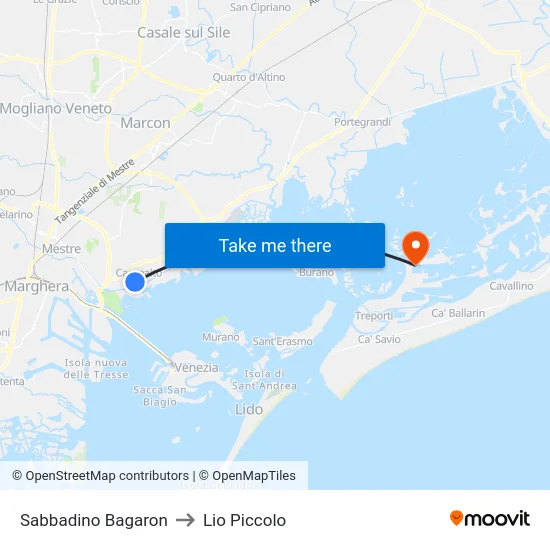 Sabbadino Bagaron to Lio Piccolo map