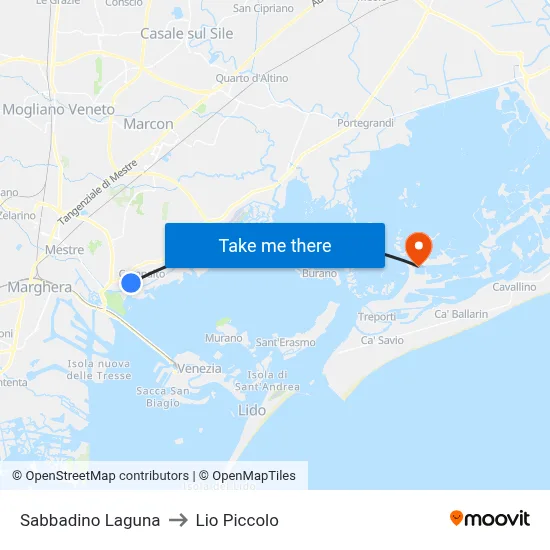 Sabbadino Laguna to Lio Piccolo map