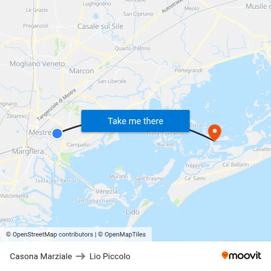 Casona Marziale to Lio Piccolo map