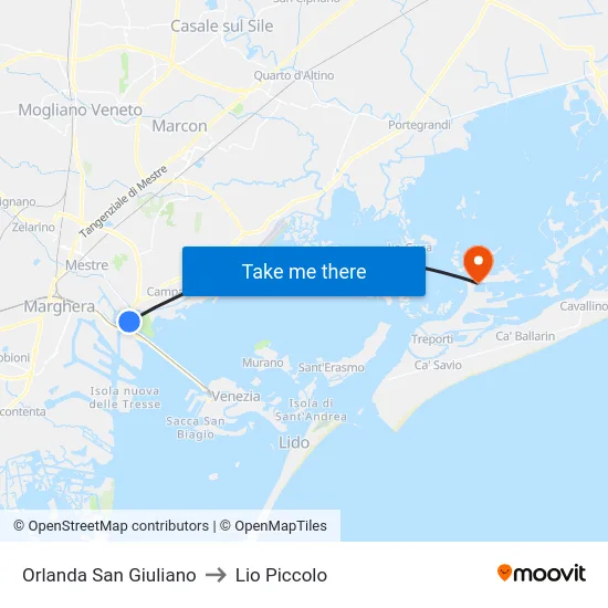 Orlanda San Giuliano to Lio Piccolo map