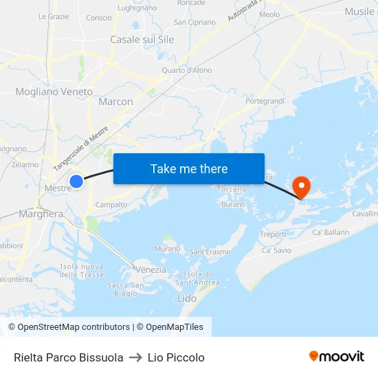 Rielta Parco Bissuola to Lio Piccolo map