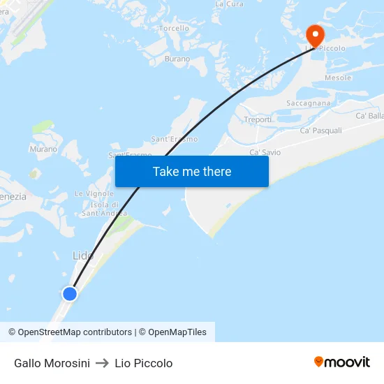 Gallo Morosini to Lio Piccolo map