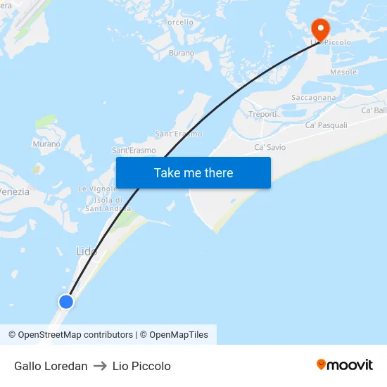 Gallo Loredan to Lio Piccolo map