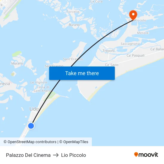 Palazzo Del Cinema to Lio Piccolo map