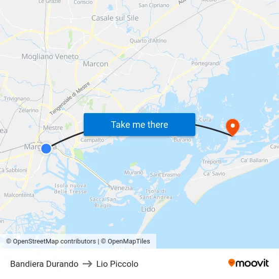 Bandiera Durando to Lio Piccolo map