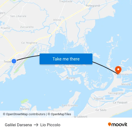 Galilei Darsena to Lio Piccolo map