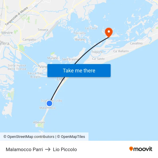 Malamocco Parri to Lio Piccolo map