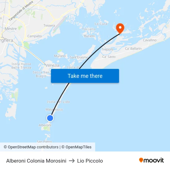 Alberoni Colonia Morosini to Lio Piccolo map