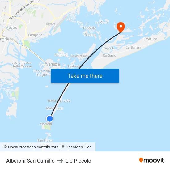 Alberoni San Camillo to Lio Piccolo map
