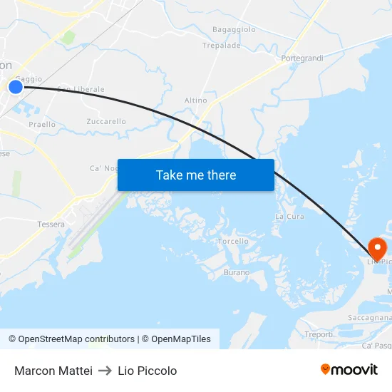 Marcon Mattei to Lio Piccolo map