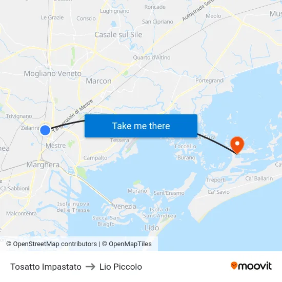 Tosatto Impastato to Lio Piccolo map