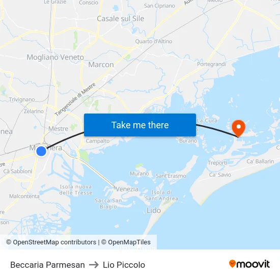 Beccaria Parmesan to Lio Piccolo map