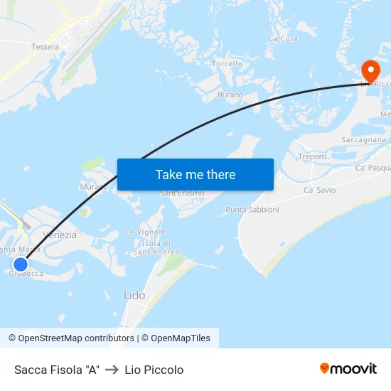 Sacca Fisola "A" to Lio Piccolo map