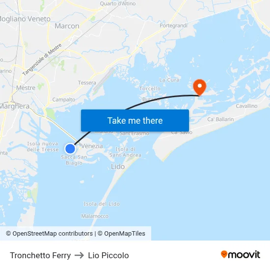 Tronchetto Ferry to Lio Piccolo map