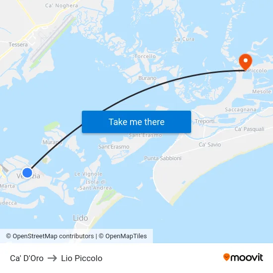 Ca' D'Oro to Lio Piccolo map