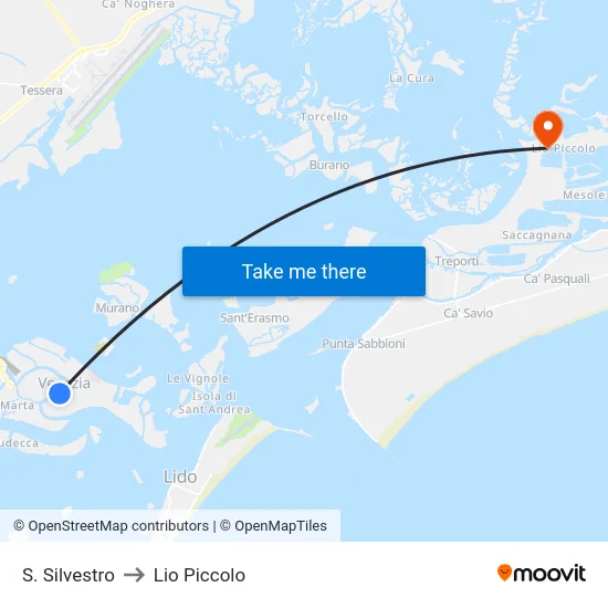 S. Silvestro to Lio Piccolo map