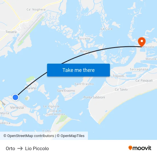 Orto to Lio Piccolo map