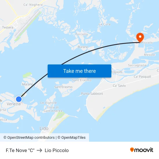 F.Te Nove "C" to Lio Piccolo map