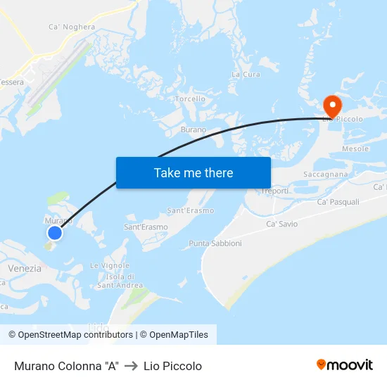 Murano Colonna "A" to Lio Piccolo map
