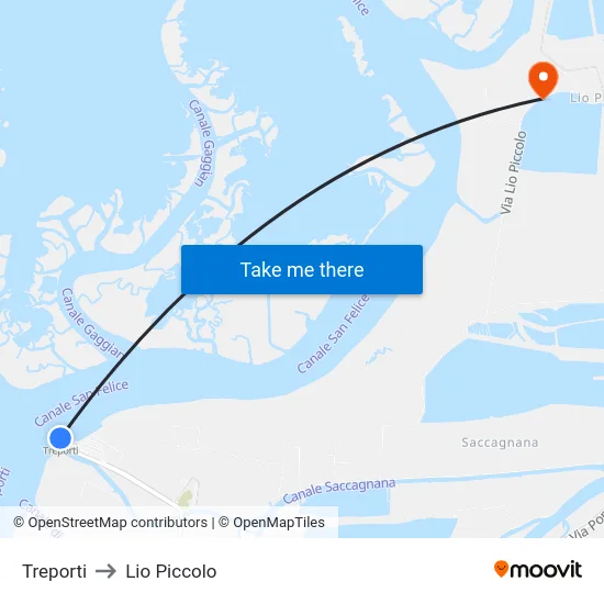 Treporti to Lio Piccolo map