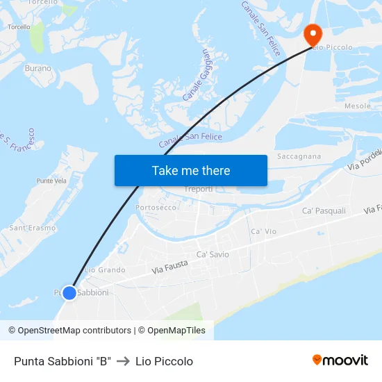 Punta Sabbioni "B" to Lio Piccolo map