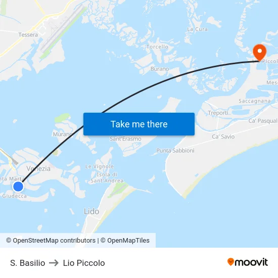 S. Basilio to Lio Piccolo map