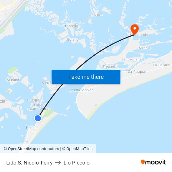 Lido S. Nicolo' Ferry to Lio Piccolo map