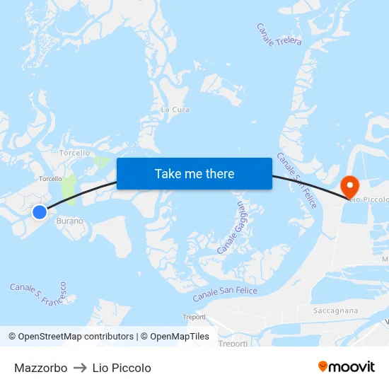 Mazzorbo to Lio Piccolo map