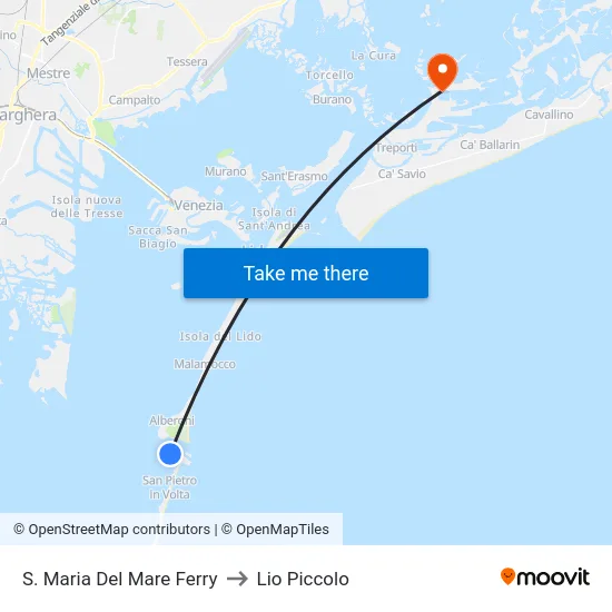 S. Maria Del Mare Ferry to Lio Piccolo map