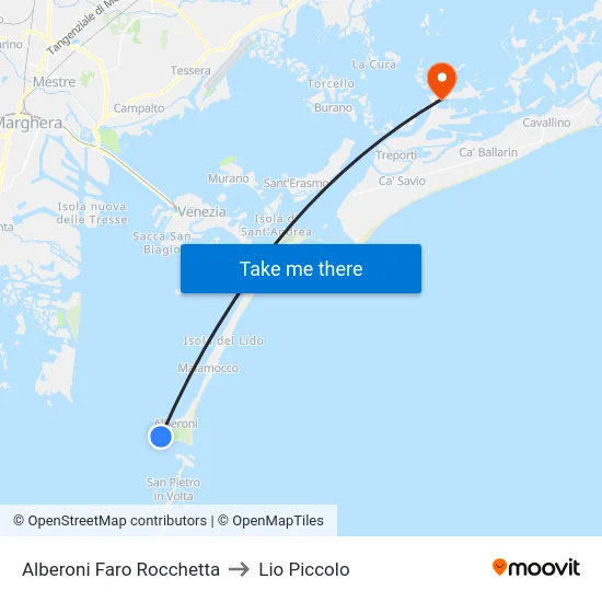 Alberoni Faro Rocchetta to Lio Piccolo map