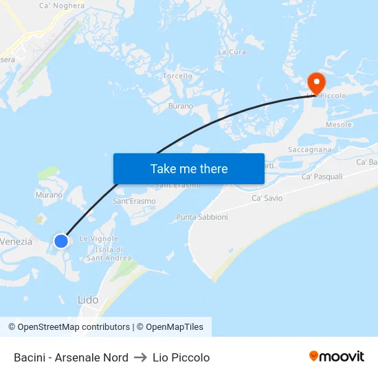 Bacini - Arsenale Nord to Lio Piccolo map