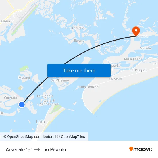 Arsenale "B" to Lio Piccolo map