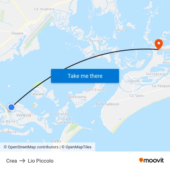 Crea to Lio Piccolo map