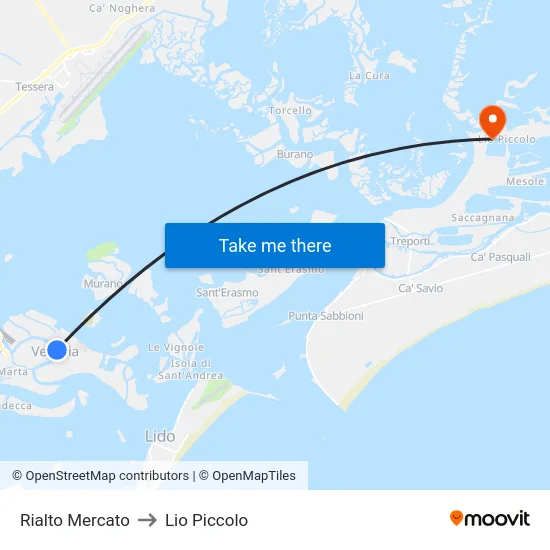 Rialto Mercato to Lio Piccolo map