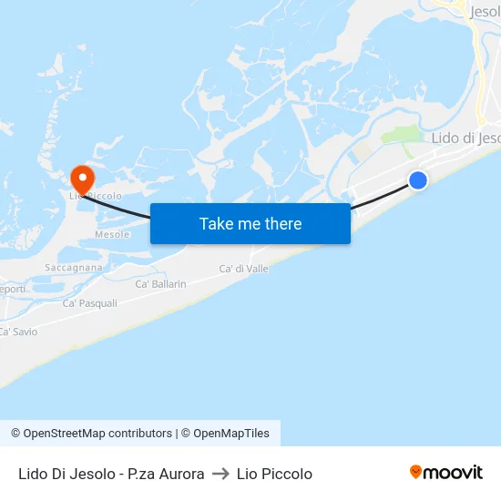 Lido Di Jesolo - P.za Aurora to Lio Piccolo map