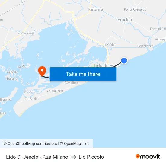 Lido Di Jesolo - P.za Milano to Lio Piccolo map