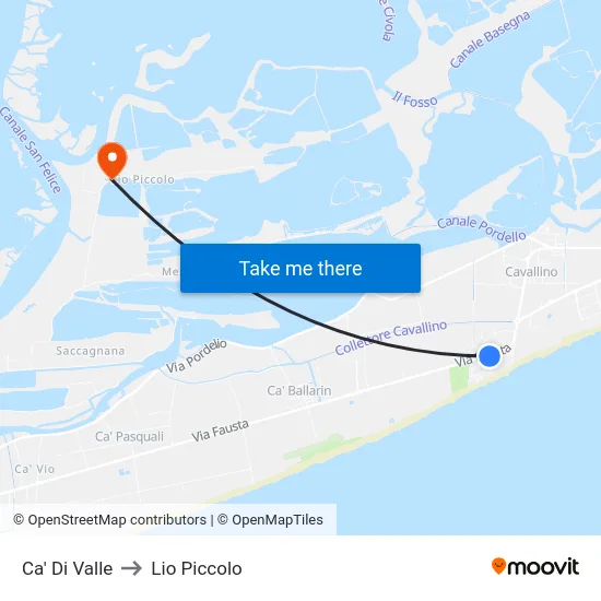 Ca' Di Valle to Lio Piccolo map