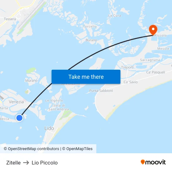 Zitelle to Lio Piccolo map