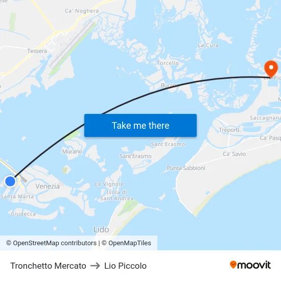 Tronchetto Mercato to Lio Piccolo map