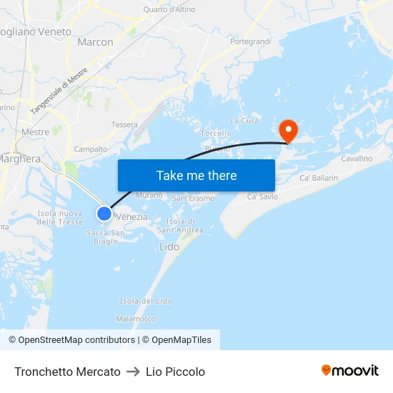 Tronchetto Mercato to Lio Piccolo map