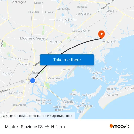 Mestre - Stazione FS to H-Farm map