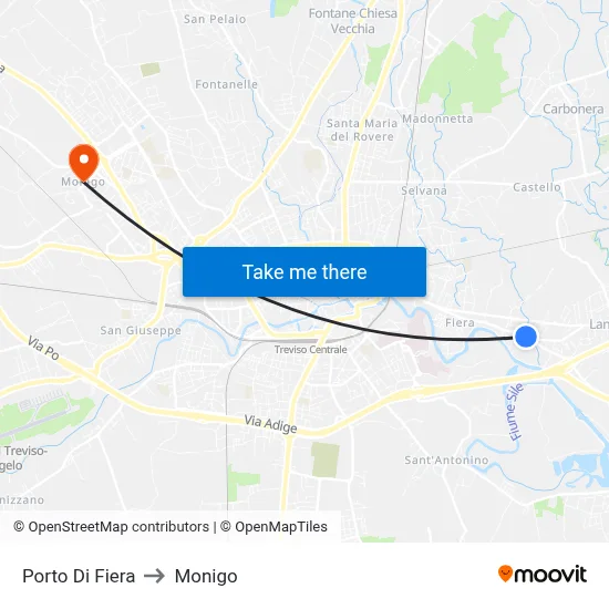 Fiera Port to Monigo map