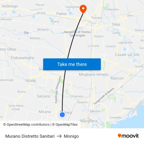 Murano Health District to Monigo map