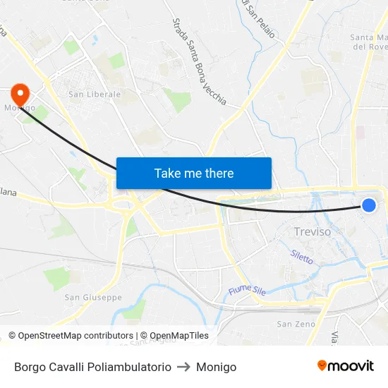 Borgo Cavalli Health Center to Monigo map