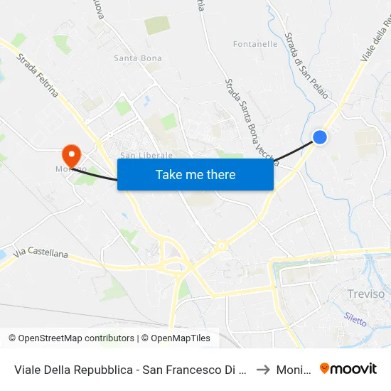 Viale Della Repubblica - San Francesco Di  Sales to Monigo map