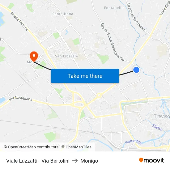 Viale Luzzatti - Via Bertolini to Monigo map