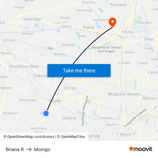 Briana R to Monigo map