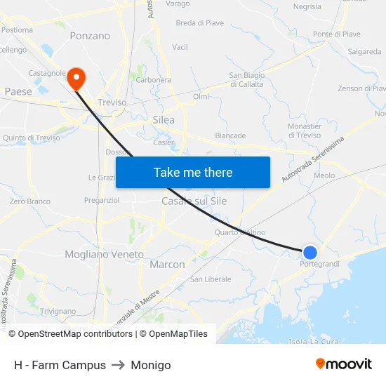 H - Farm Campus to Monigo map